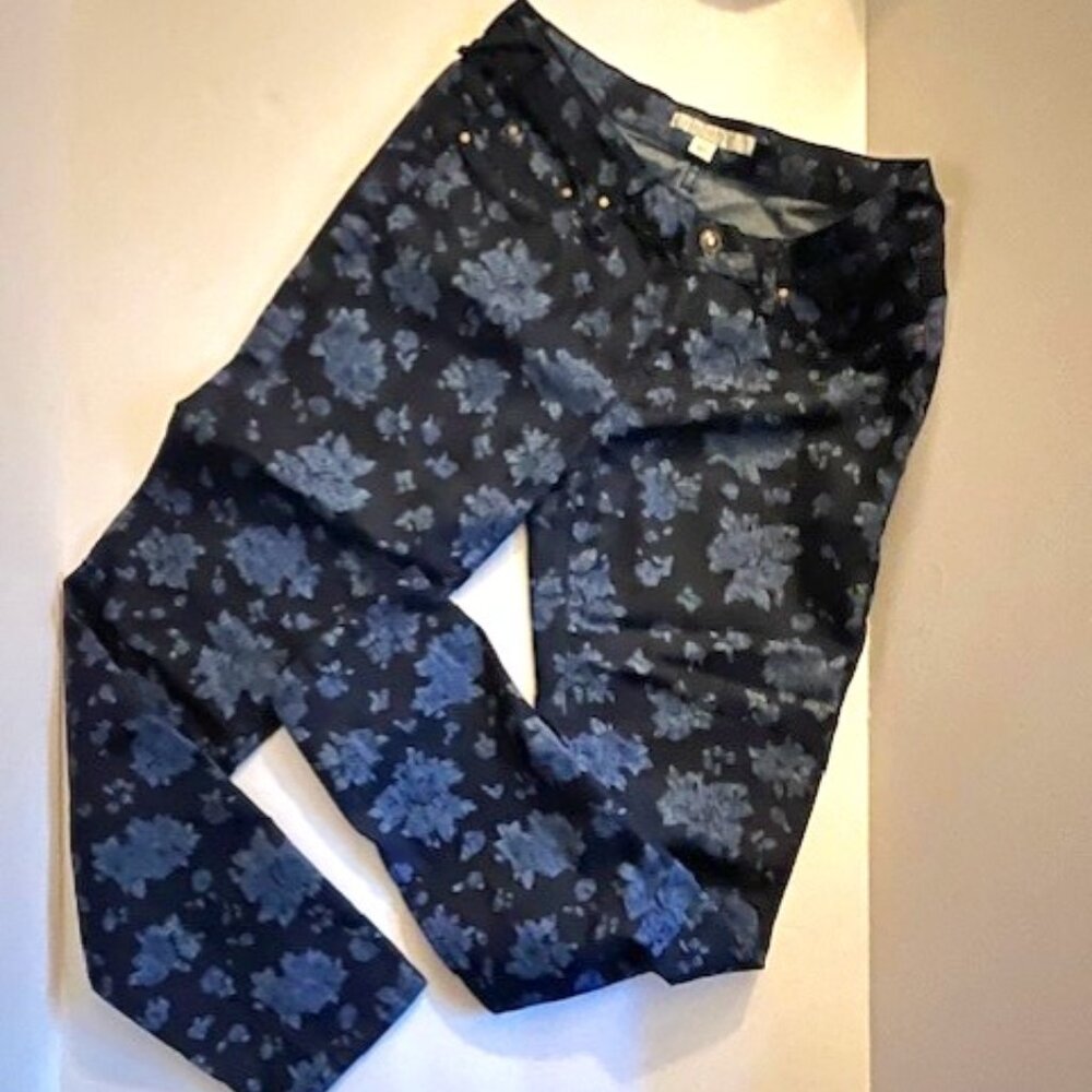 Boston Proper Blue Floral Jeans - Size 8
